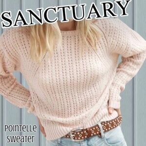 SANCTUARY Hole in One Lightweight Relaxed Fit Pointelle Sweater/XL NWT